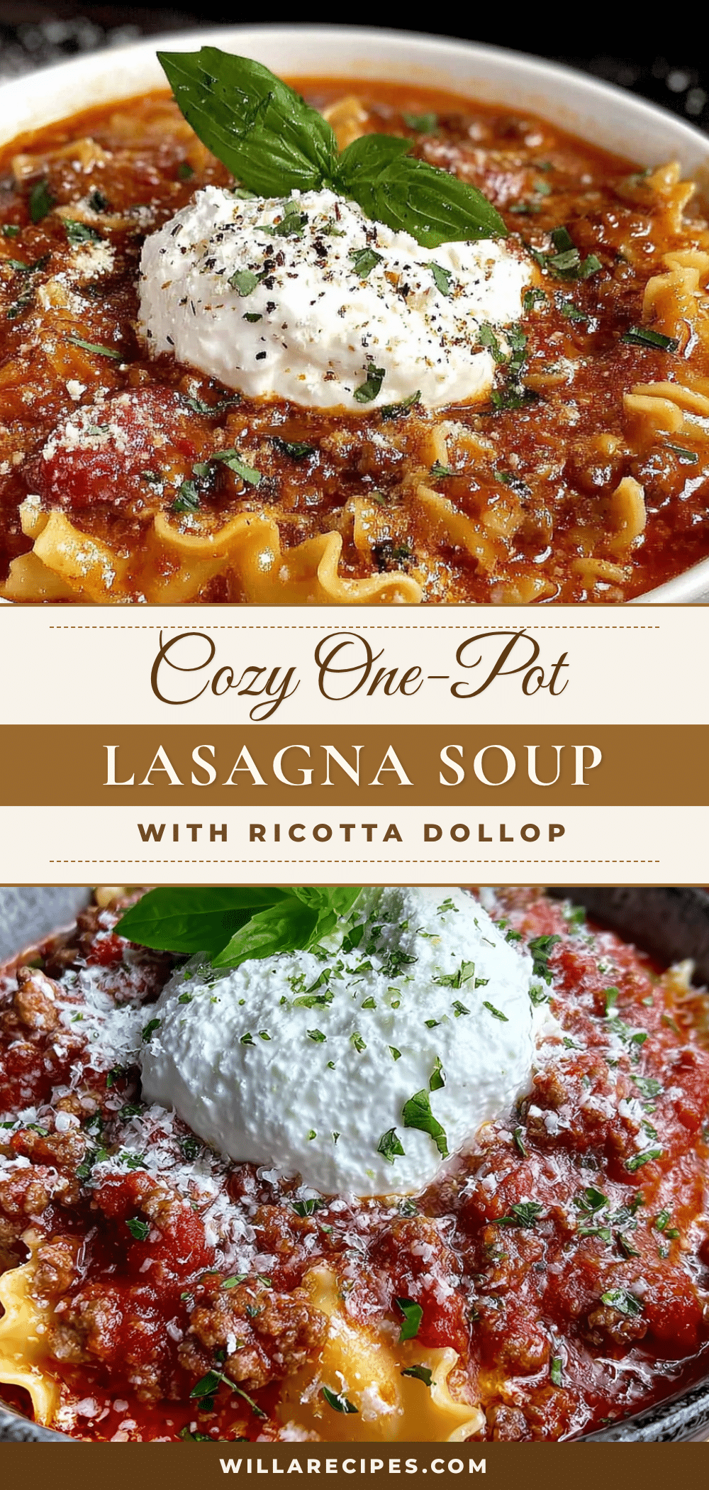 cozy one-pot lasagna soup with ricotta dollop recipe