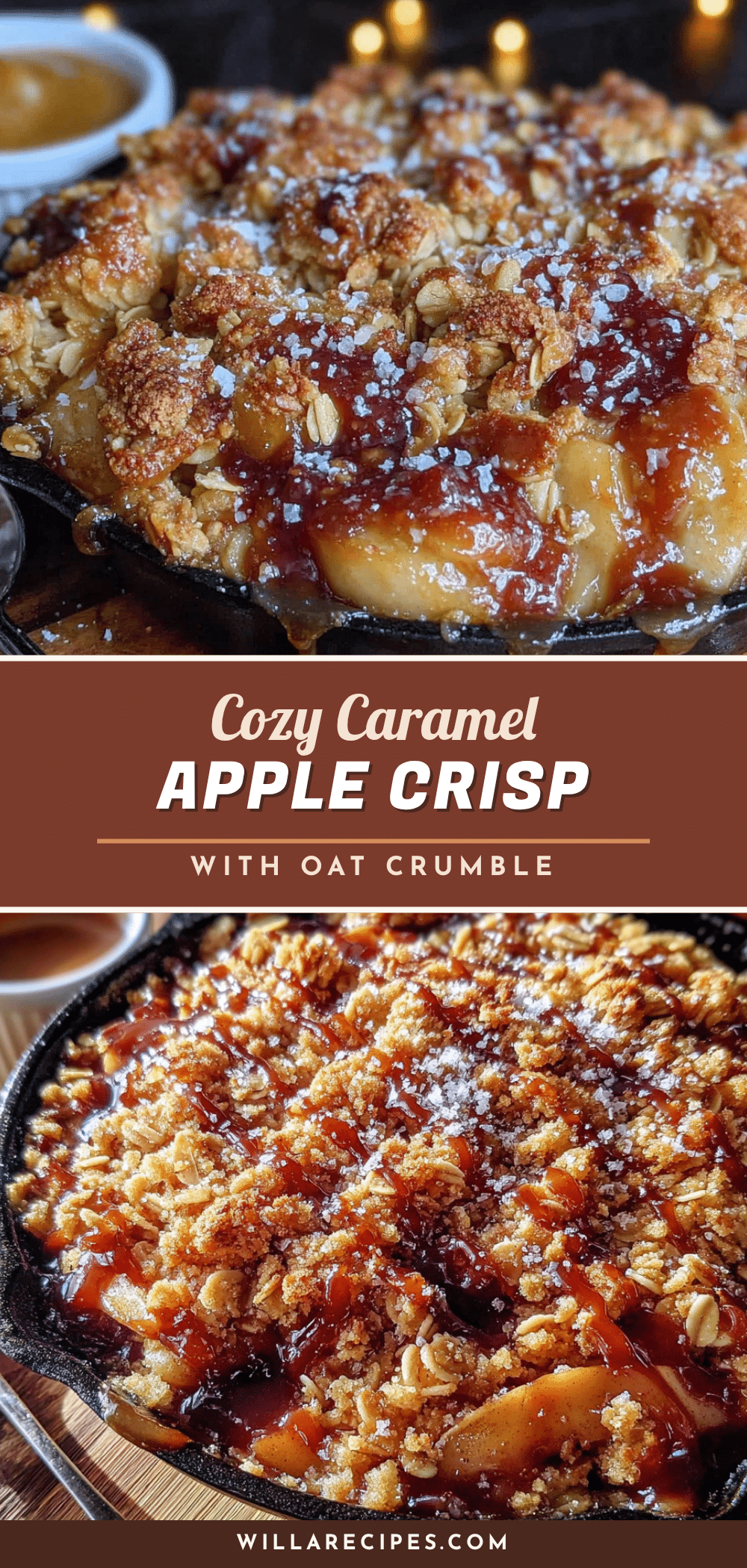 cozy salted caramel apple crisp with oat crumble recipe