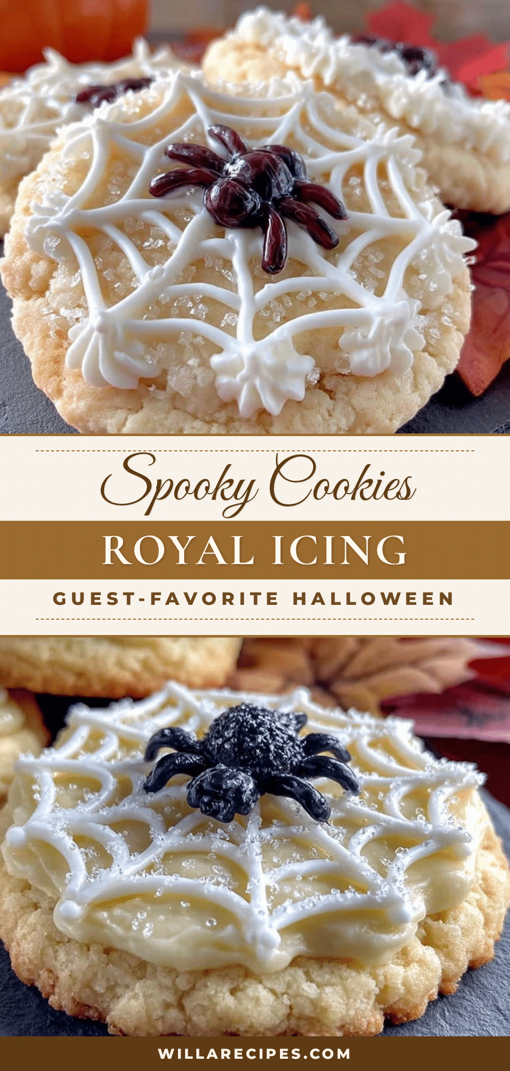 Halloween sugar cookies with royal icing spiders recipe
