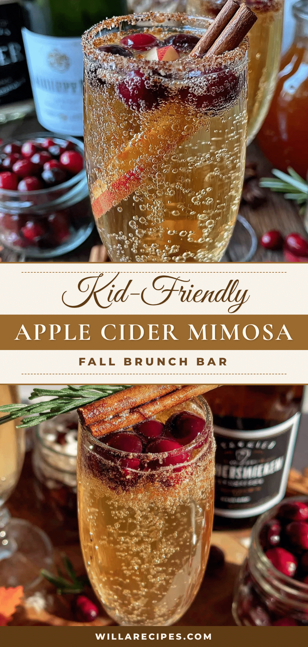 kid-friendly apple cider mimosa bar recipe