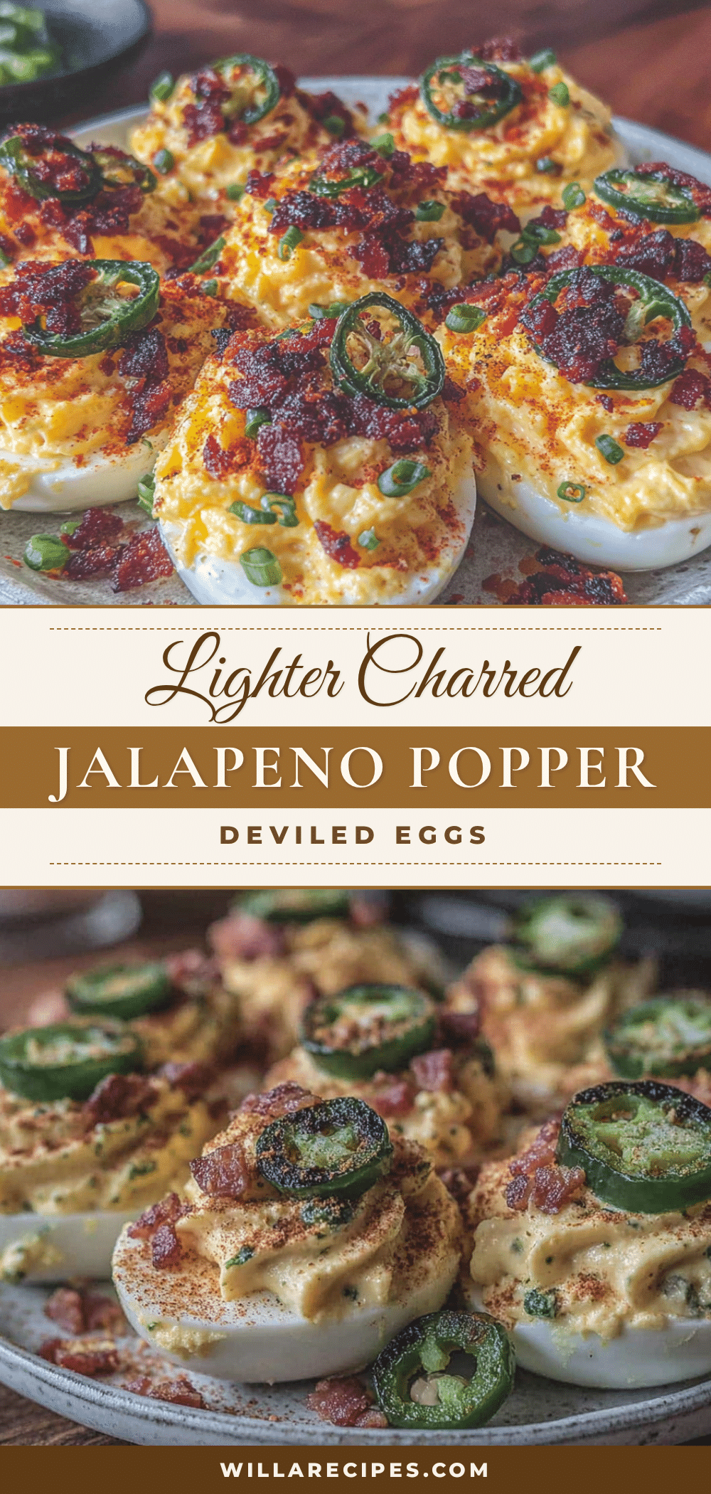 Lighter Charred Jalapeno Popper Deviled Eggs recipe
