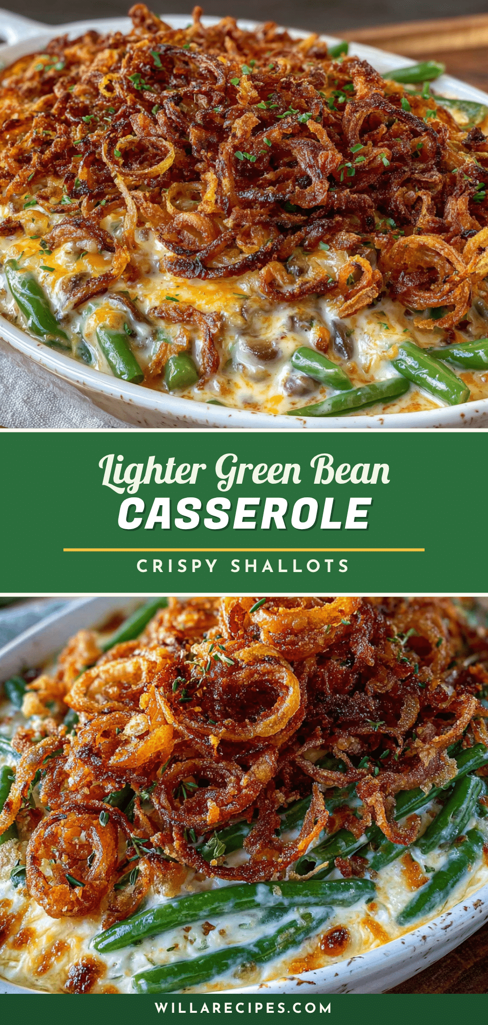 lighter green bean casserole with crispy fried shallots recipe