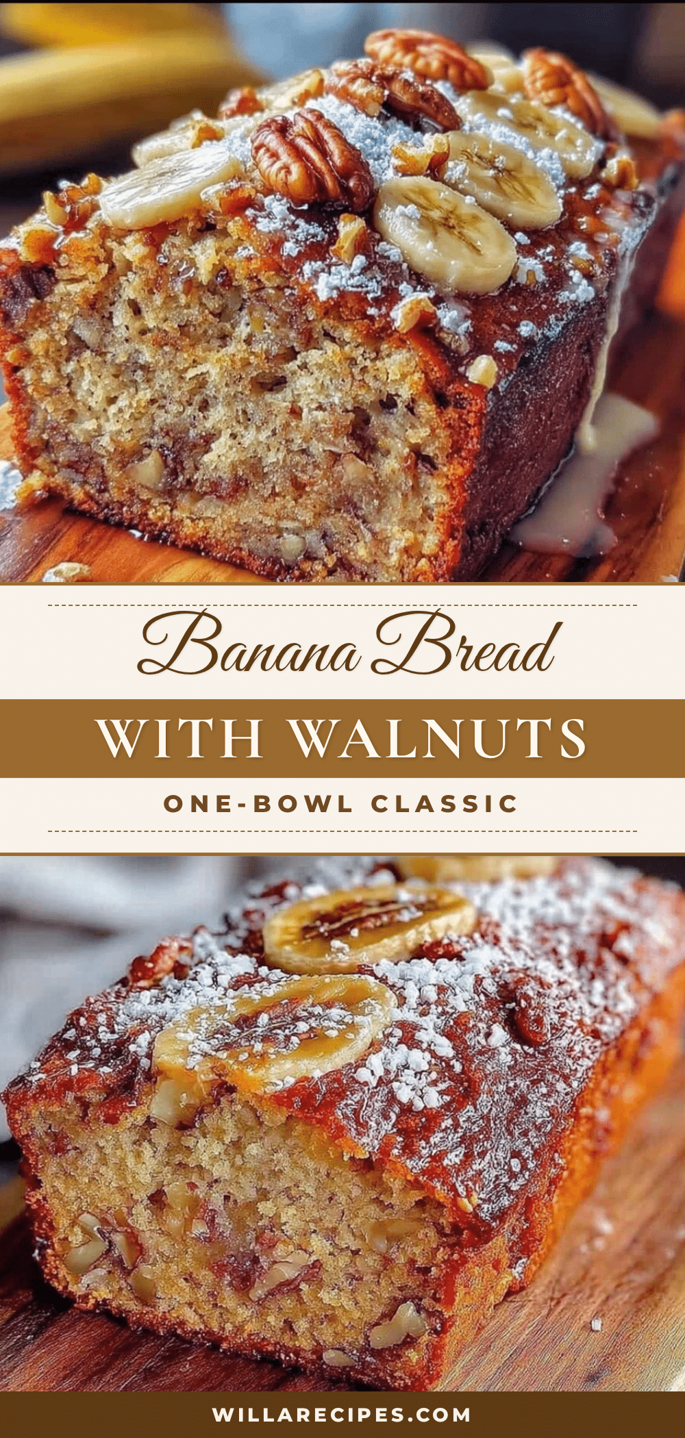 one-bowl banana bread with walnuts recipe