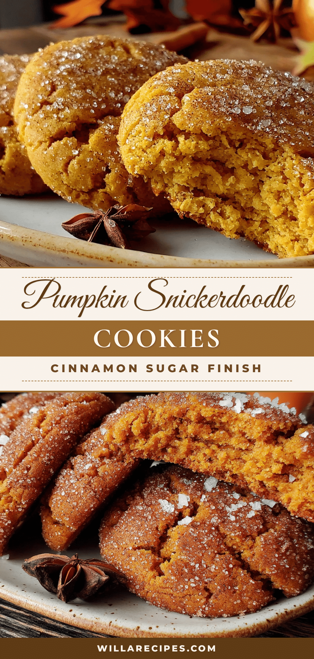Pumpkin Snickerdoodle Cookies recipe