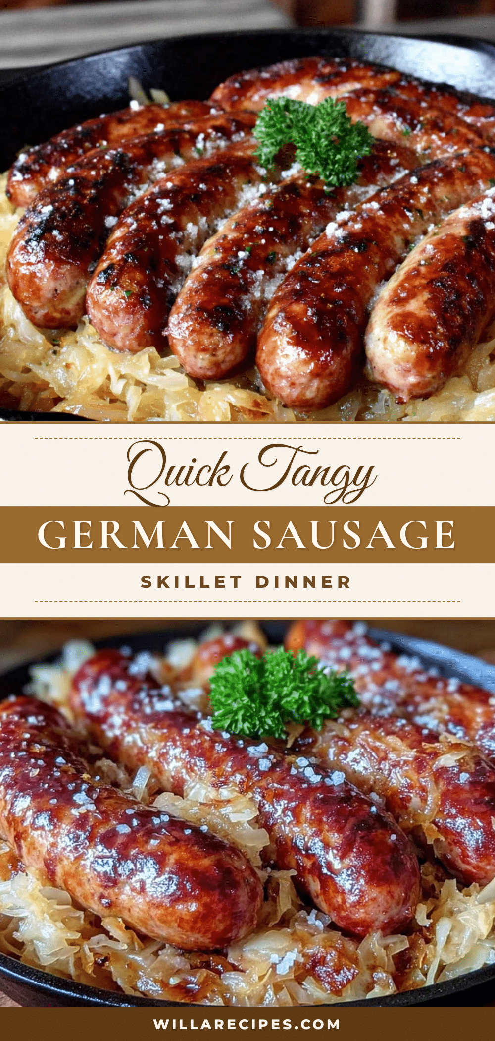 Quick tangy German sausage skillet recipe