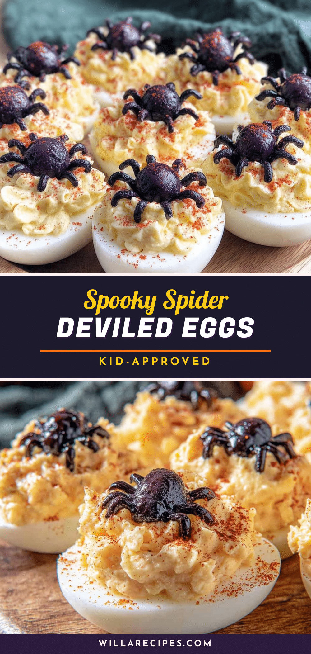 spider deviled eggs halloween recipe