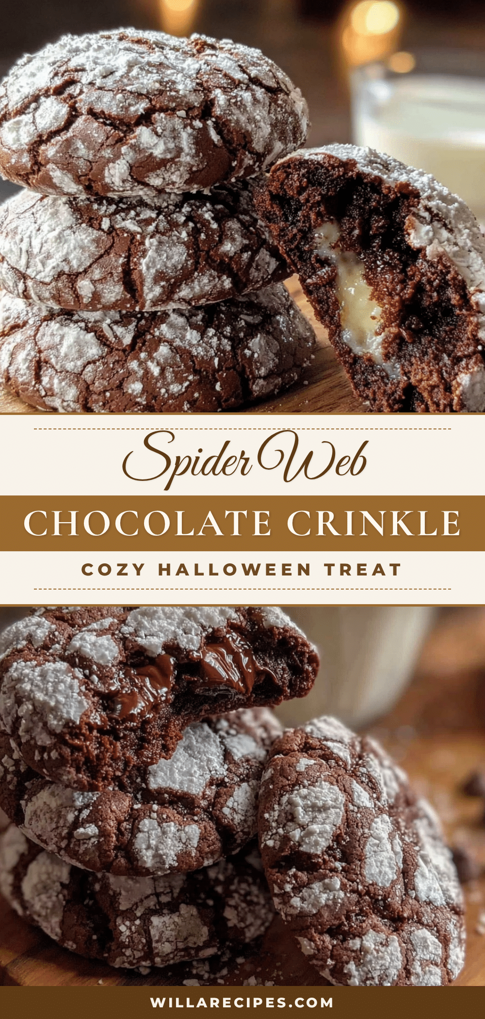 spider web chocolate crinkle cookies recipe