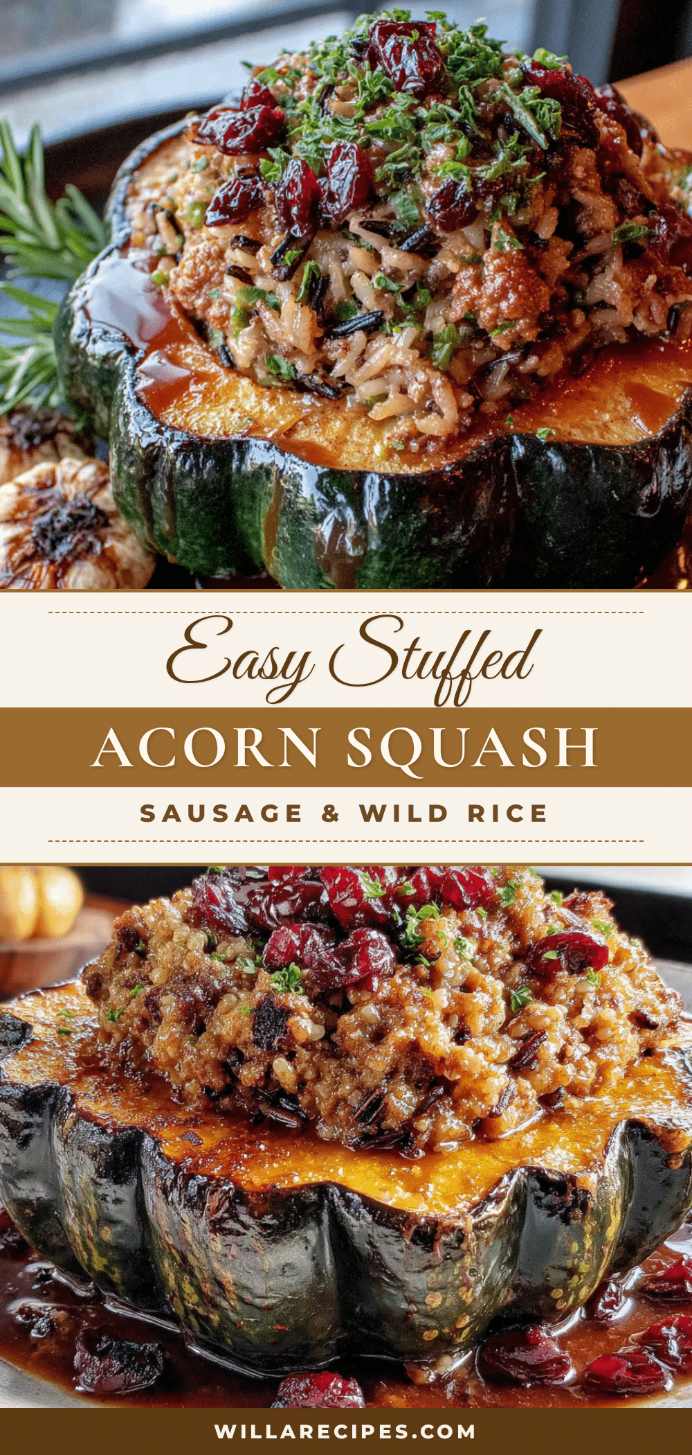 stuffed acorn squash with sausage and wild rice recipe