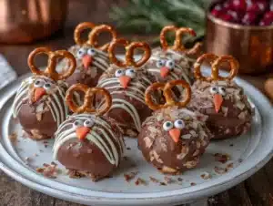 turkey cake pops with pretzel feathers - featured image